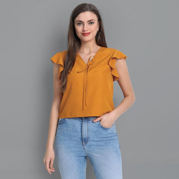 Women's Crepe Solid Tops Roposo Clout